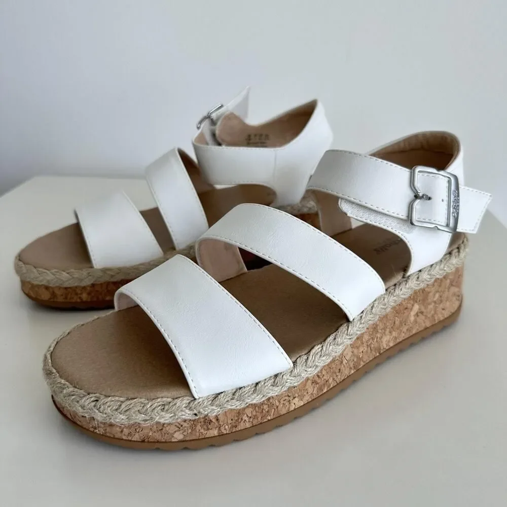 Dr. Scholls Shoes Womens 9.5 Ellie Platform Sandals Wedge Ankle Strap Espadrille
